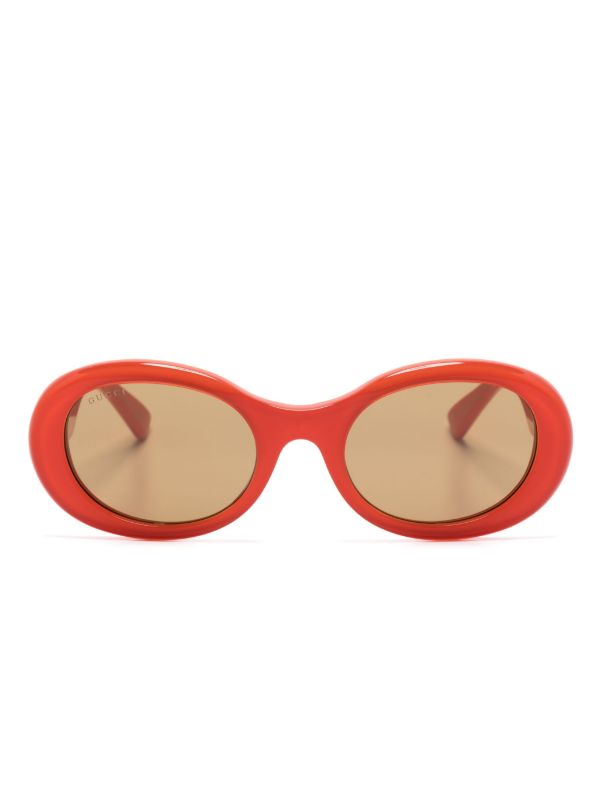Gucci Eyewear Orange Oval-Frame Sunglasses | Browns Sunglasses