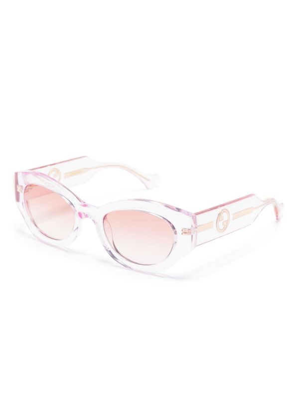 Gucci Eyewear Pink Interlocking G Oval-Frame Sunglasses | Browns Sunglasses