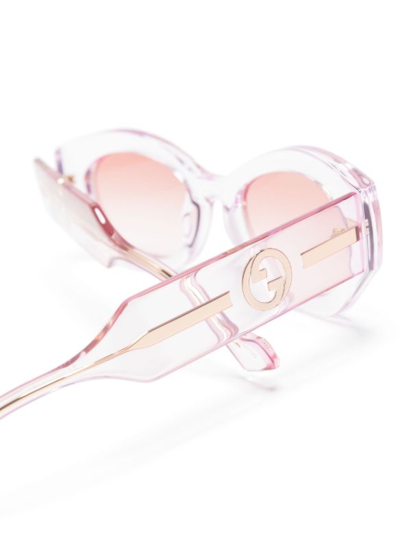 Gucci Eyewear Pink Interlocking G Oval-Frame Sunglasses | Browns Sunglasses