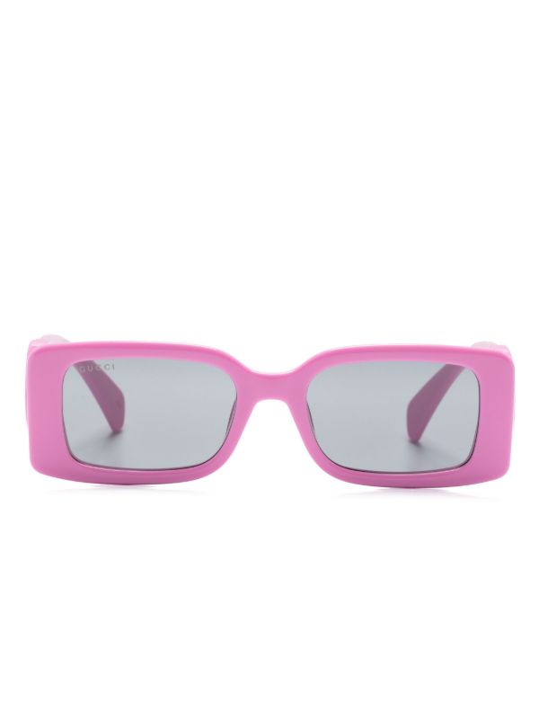 Gucci Eyewear Pink Interlocking G Rectangle-Frame Sunglasses | Browns Sunglasses