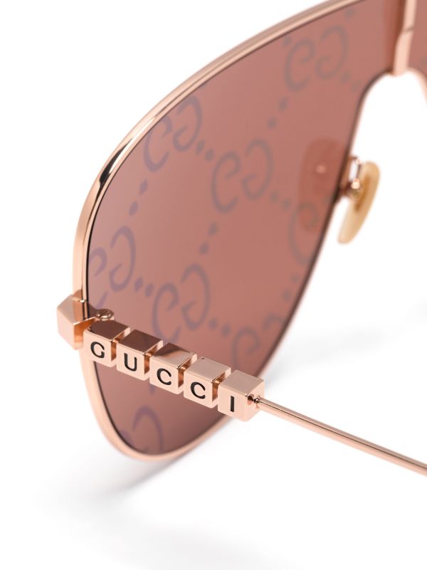 Gucci Eyewear Red GG-Lens Mask-Frame Sunglasses | Browns Sunglasses