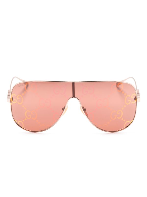 Gucci Eyewear Red GG-Lens Mask-Frame Sunglasses | Browns Sunglasses