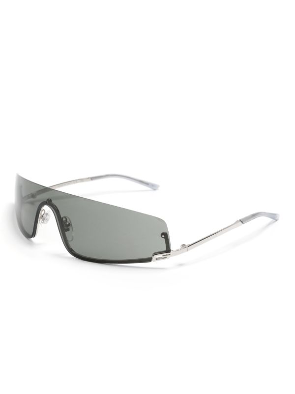 Gucci Eyewear Silver Shield Frame Tinted Sunglasses | Browns Sunglasses