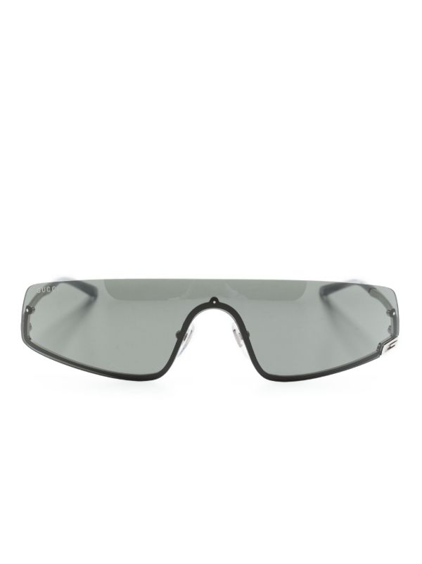 Gucci Eyewear Silver Shield Frame Tinted Sunglasses | Browns Sunglasses
