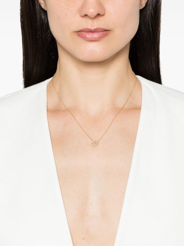 Harwell Godfrey 18K Yellow Gold Tiny Sunflower Diamond Pendant Necklace | Browns Fine Necklaces