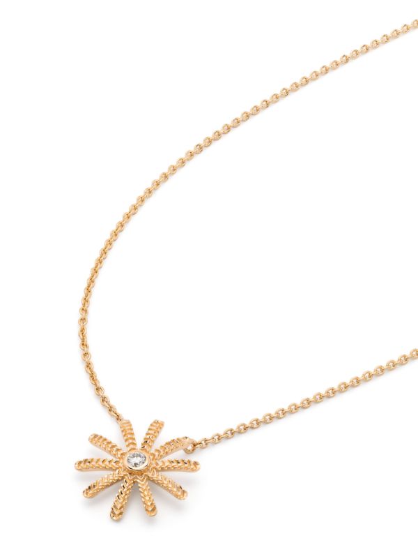 Harwell Godfrey 18K Yellow Gold Tiny Sunflower Diamond Pendant Necklace | Browns Fine Necklaces