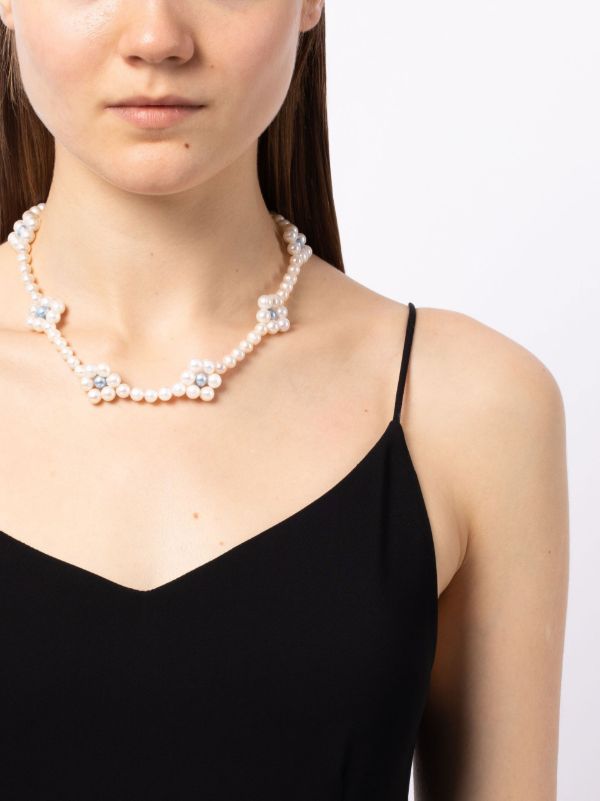 Hatton Labs Sterling Silver Daisy Pearl Necklace | Browns Necklaces