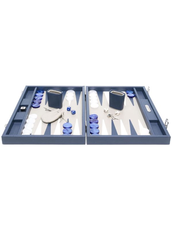 Hector Saxe blue beather backgammon set | Browns Table Games