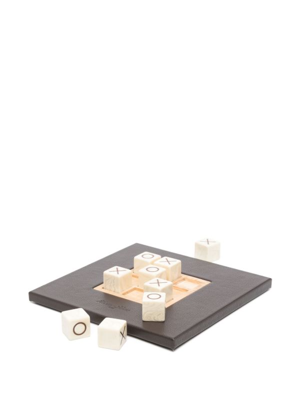 Hector Saxe Brown Leather Tic Tac Toe Game | Browns Table Games
