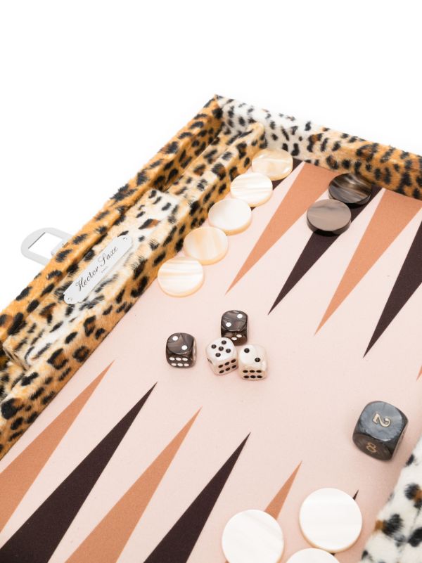 Hector Saxe Brown Leopard Print Backgammon Game | Browns Table Games