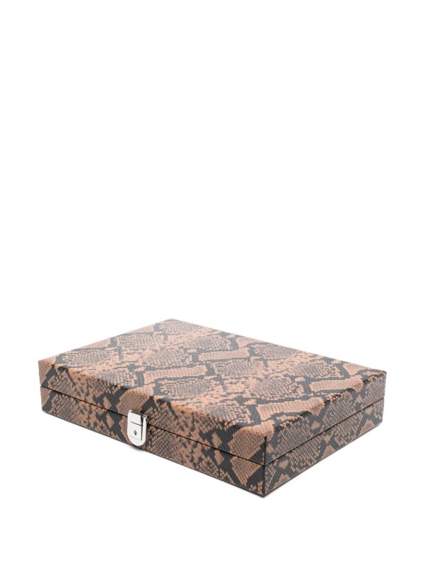 Hector Saxe Brown Patty Snakeskin-effect Leather Backgammon Set | Browns Table Games