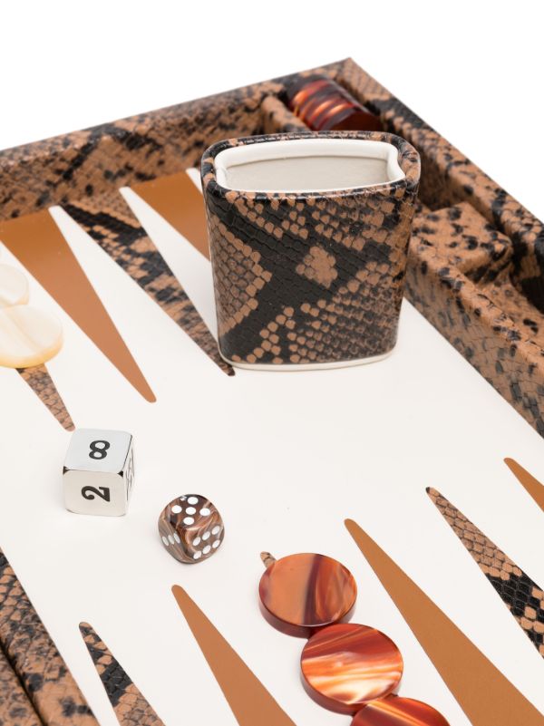 Hector Saxe Brown Patty Snakeskin-effect Leather Backgammon Set | Browns Table Games