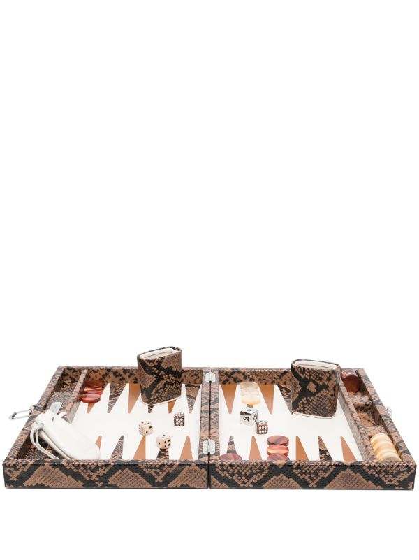 Hector Saxe brown Patty snakeskin-effect leather backgammon set | Browns Table Games