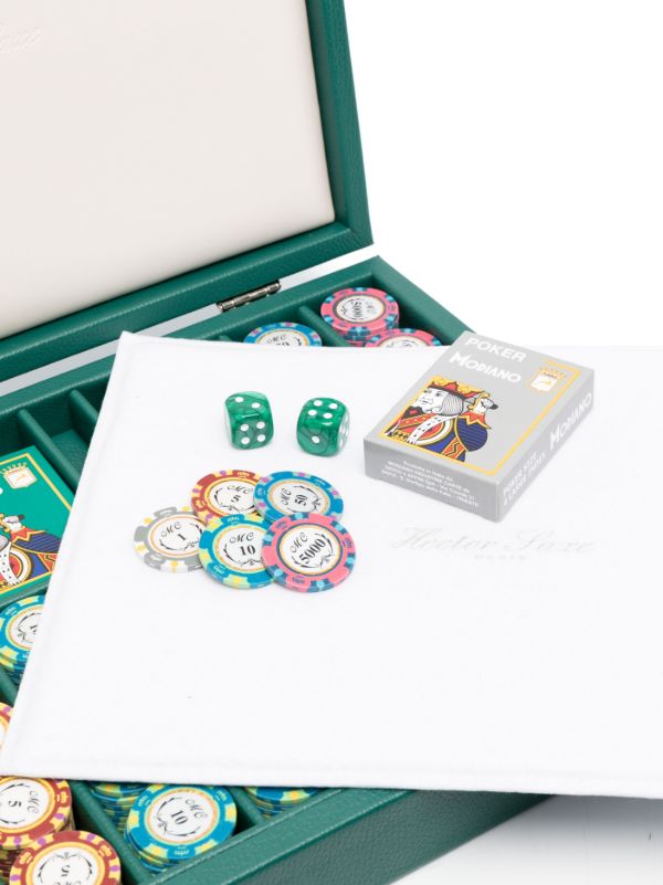 Hector Saxe Green 440 Chips Leather Poker Set | Browns Table Games
