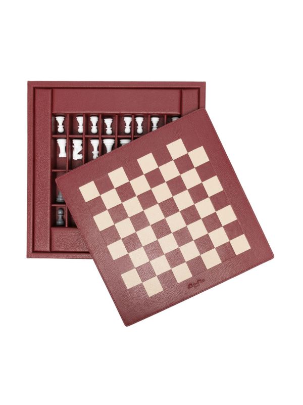 Hector Saxe Red Leather Chessboard | Browns Table Games
