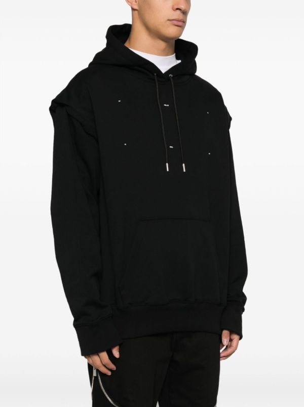 HELIOT EMIL Black Outline Logo Cotton Hoodie | Browns Hoodies