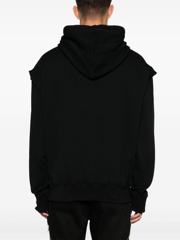 HELIOT EMIL Black Outline Logo Cotton Hoodie | Browns Hoodies