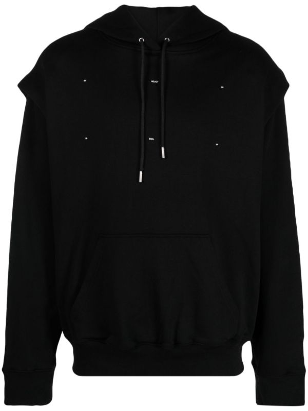 HELIOT EMIL Black Outline Logo Cotton Hoodie | Browns Hoodies