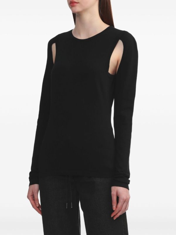 Helmut Lang Black Cut-out Cotton Sweater | Browns Knitted Sweaters