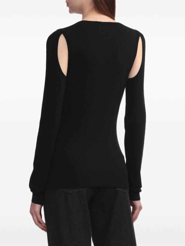 Helmut Lang Black Cut-out Cotton Sweater | Browns Knitted Sweaters