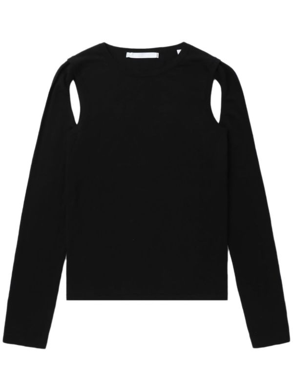 Helmut Lang black cut-out cotton sweater | Browns Knitted Sweaters