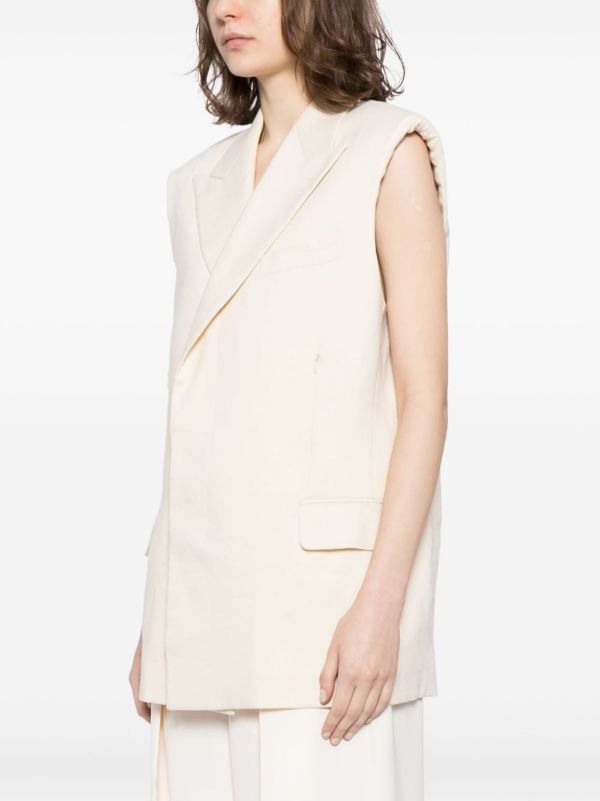 Helmut Lang White Double Breasted Vest | Browns Waistcoats & Gilets