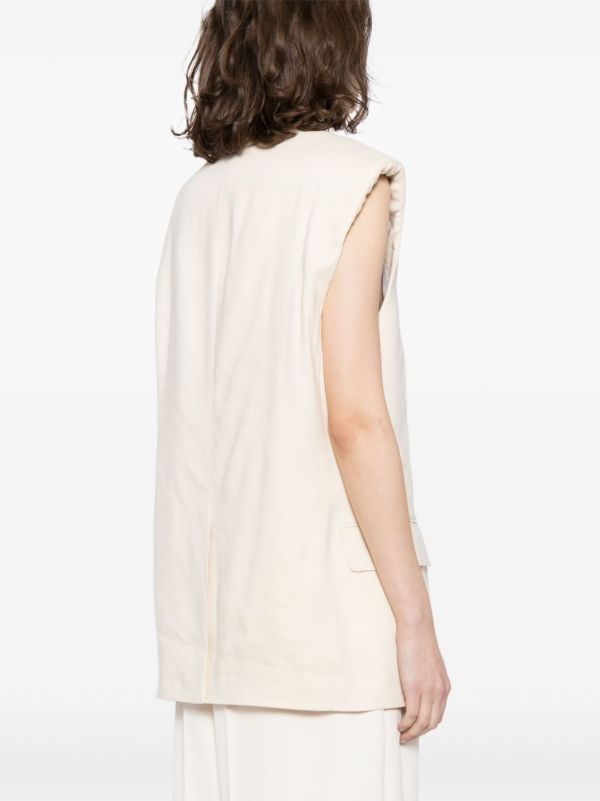 Helmut Lang White Double Breasted Vest | Browns Waistcoats & Gilets