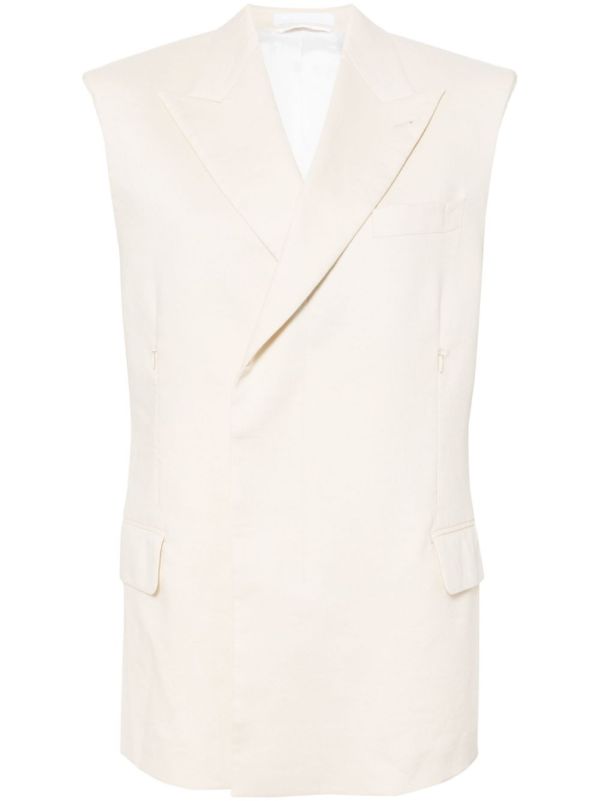 Helmut Lang White Double Breasted Vest | Browns Waistcoats & Gilets