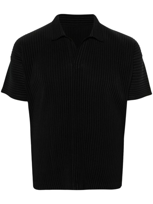 Homme Plissé Issey Miyake Black Basics Plissé Polo Shirt | Browns Polo Shirts