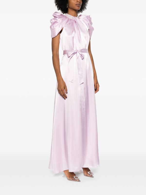 Huishan Zhang Purple Crystal-Embellished Satin Gown | Browns Cocktail & Party Dresses