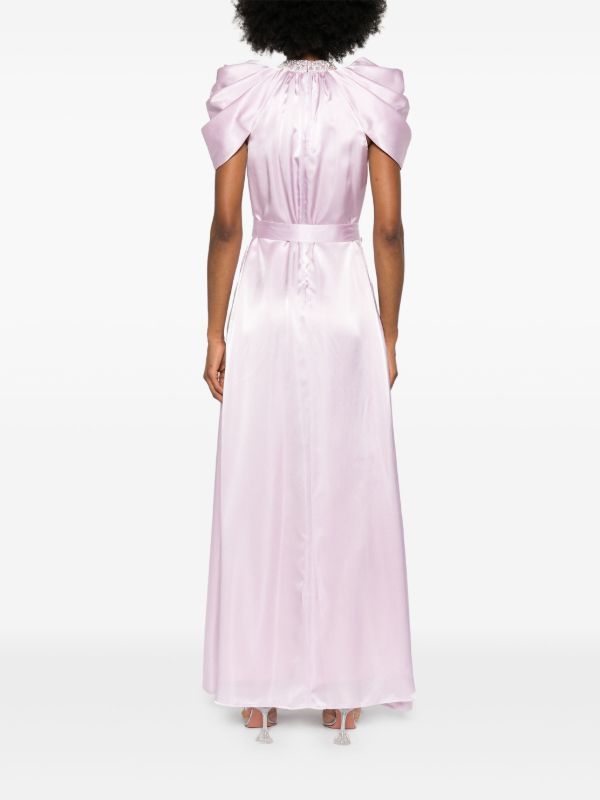 Huishan Zhang Purple Crystal-Embellished Satin Gown | Browns Cocktail & Party Dresses