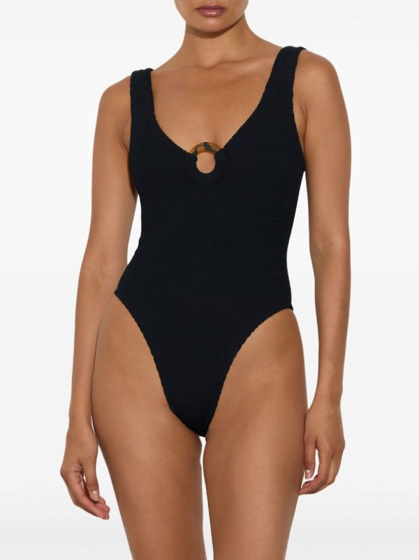 Hunza G Black Celine Crinkled Swimsuit | Browns One-Pieces