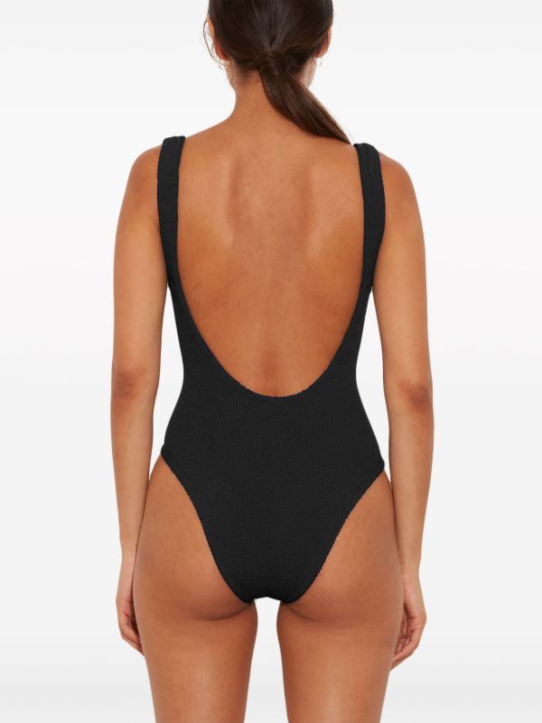 Hunza G Black Crinkle Square Neck Swimsuit | Browns One-Pieces