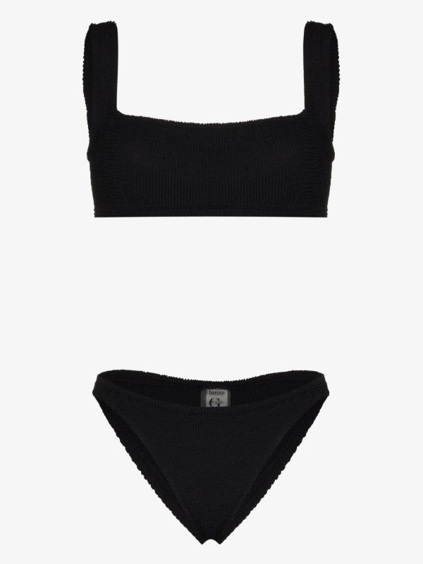 Hunza G black xandra crinkle bikini | Browns Bikinis