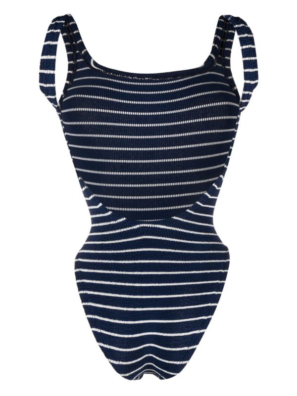 Hunza G Blue Striped Crinkled One-Piece Swimsuit | Browns One-Pieces