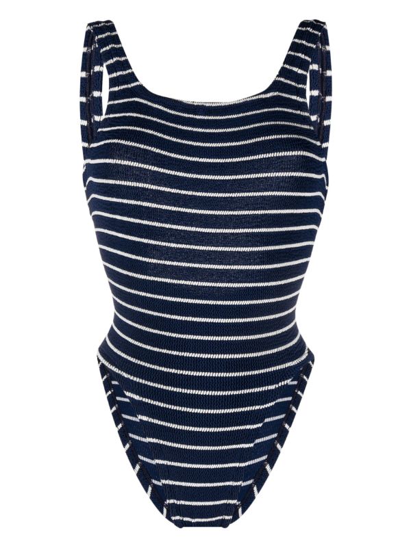 Hunza G Blue Striped Crinkled One-Piece Swimsuit | Browns One-Pieces