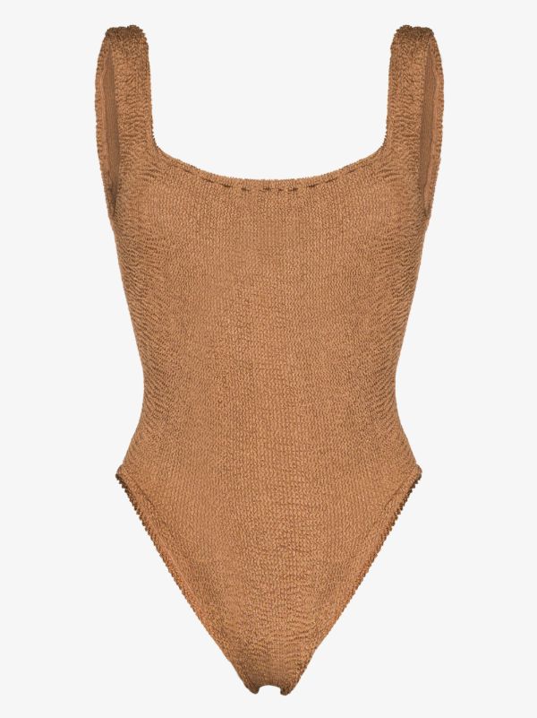 Hunza G Brown crinkle square neck swimsuit | Browns One-Pieces
