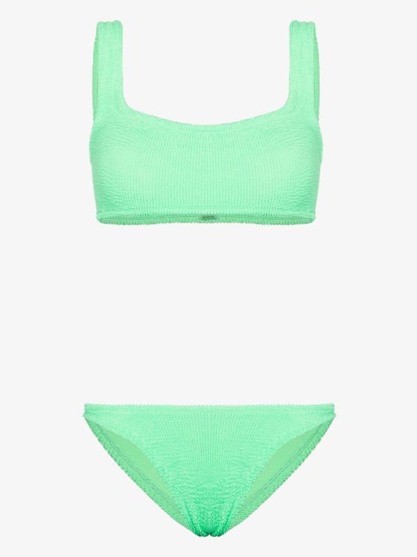 Hunza G green Xandra crinkle bikini | Browns Bikinis