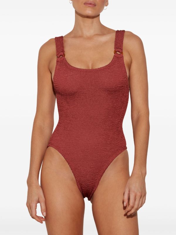 Hunza G Red Domino Metallic Swimsuit | Browns One-Pieces