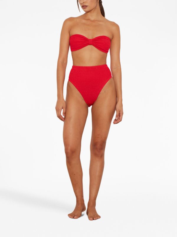 Hunza G Red Ruby Crinkle Bikini | Browns Bikinis