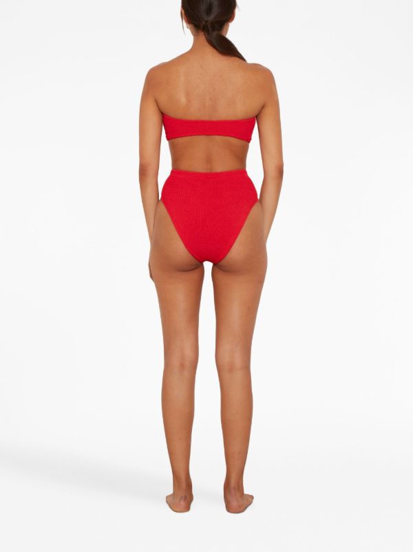 Hunza G Red Ruby Crinkle Bikini | Browns Bikinis