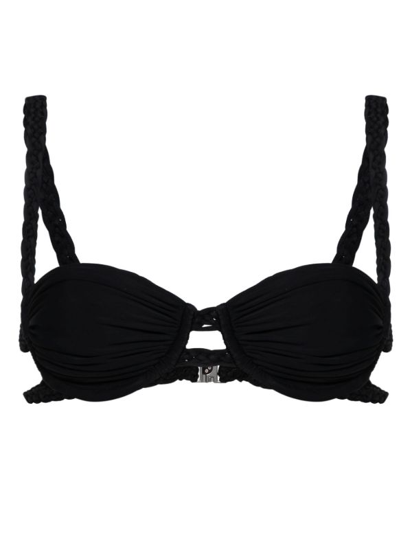 Isa Boulder Black Braid-Detail Bikini Top | Browns Bikinis