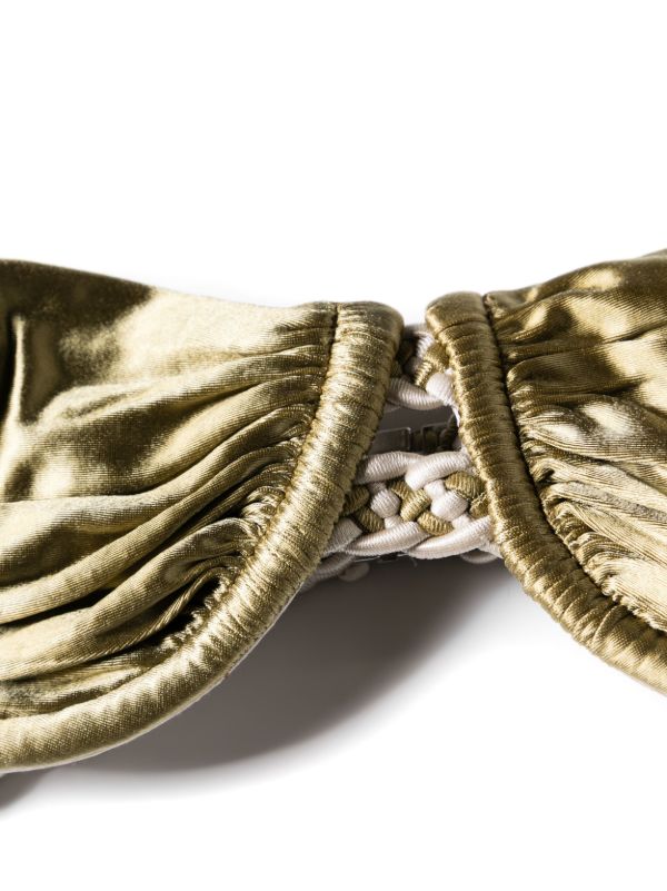 Isa Boulder Green Braid-Detail Bikini Top | Browns Bikinis