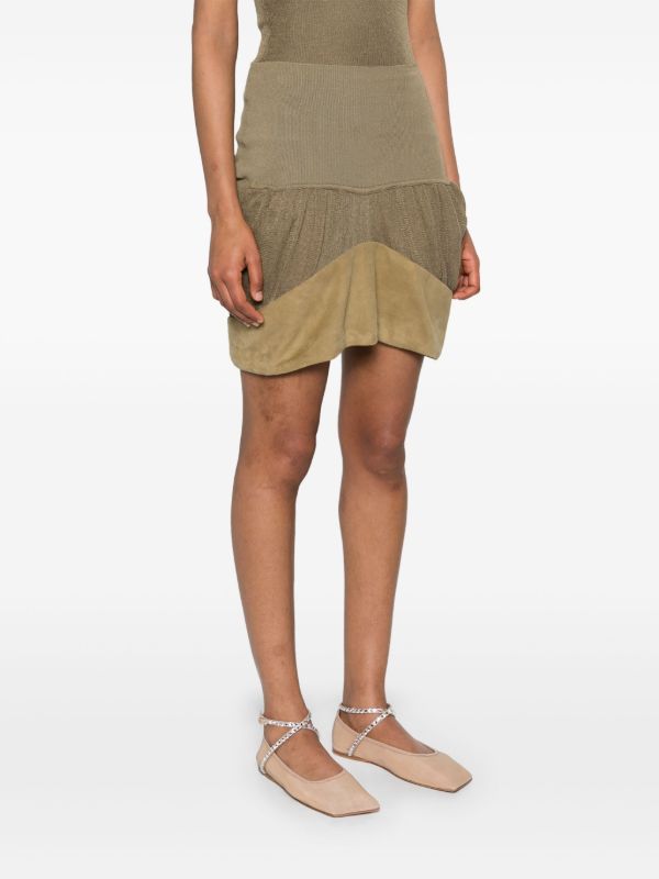 Isa Boulder Green Two-Tone Miniskirt | Browns Fitted Skirts