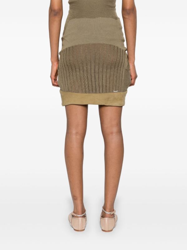 Isa Boulder Green Two-Tone Miniskirt | Browns Fitted Skirts