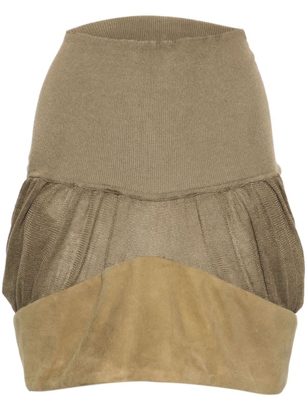 Isa Boulder Green Two-Tone Miniskirt | Browns Fitted Skirts