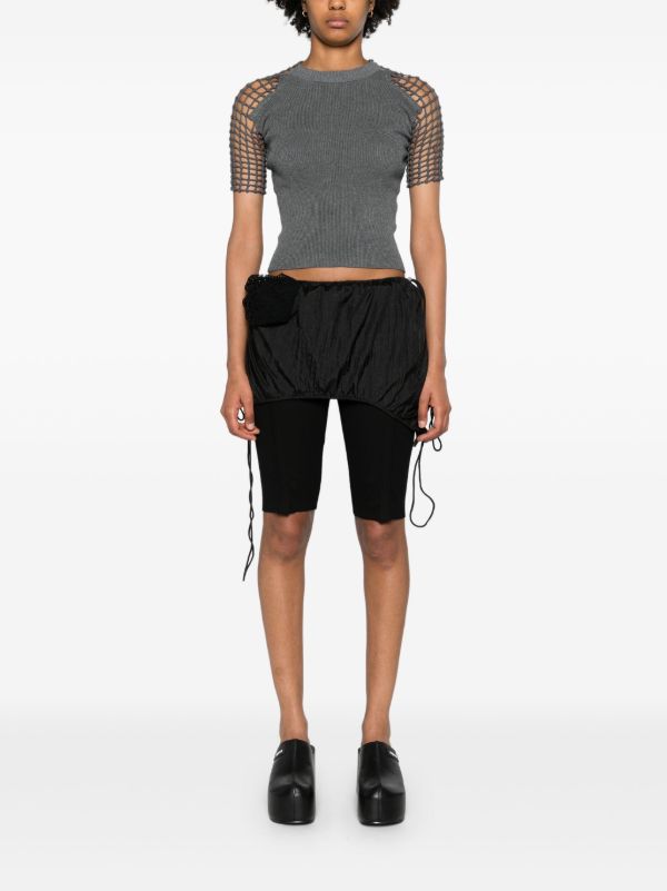 Isa Boulder Grey Crochet-Sleeve T-Shirt | Browns T-Shirts & Jersey Shirts