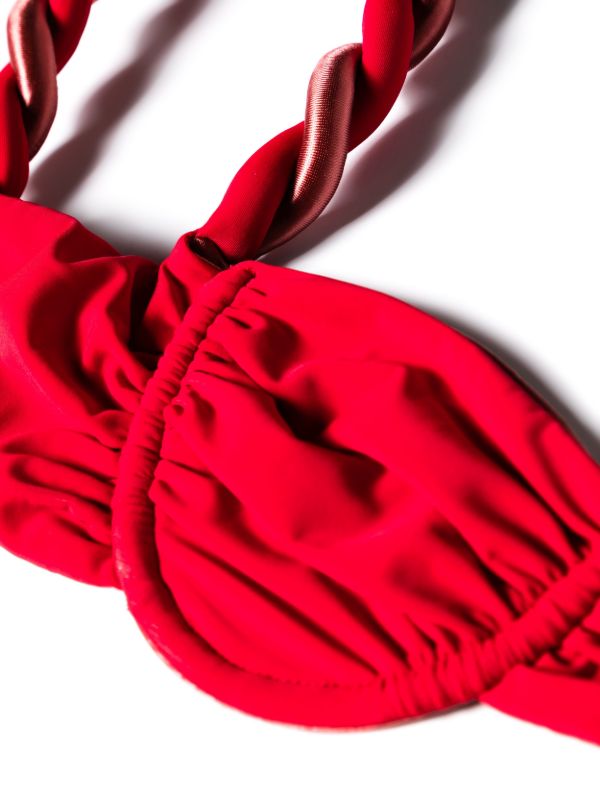 Isa Boulder Red Braid-Detail Bikini Top | Browns Bikinis