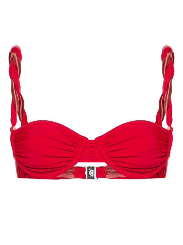Isa Boulder Red Braid-Detail Bikini Top | Browns Bikinis