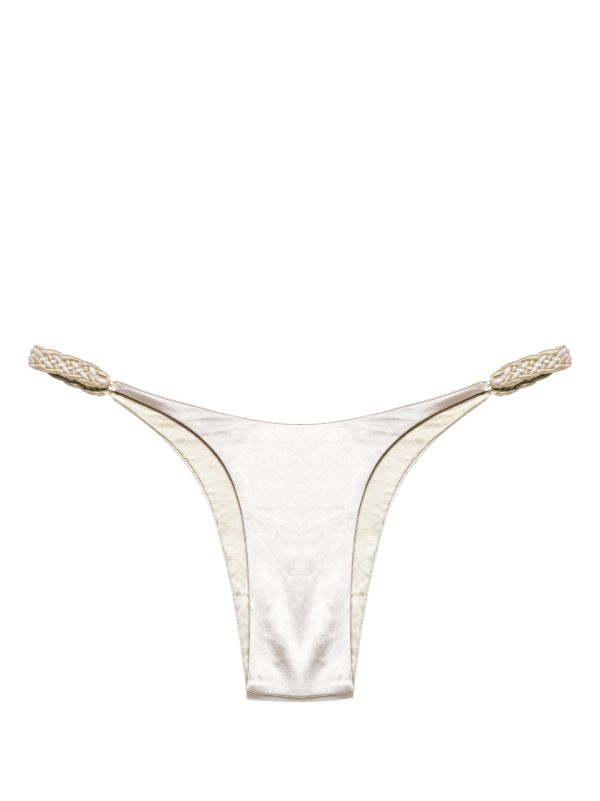 Isa Boulder Silver-Tone Satin-Finish Bikini Bottoms | Browns Bikinis
